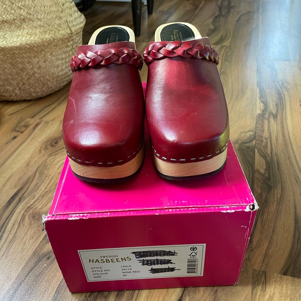 Red Leather Clogs